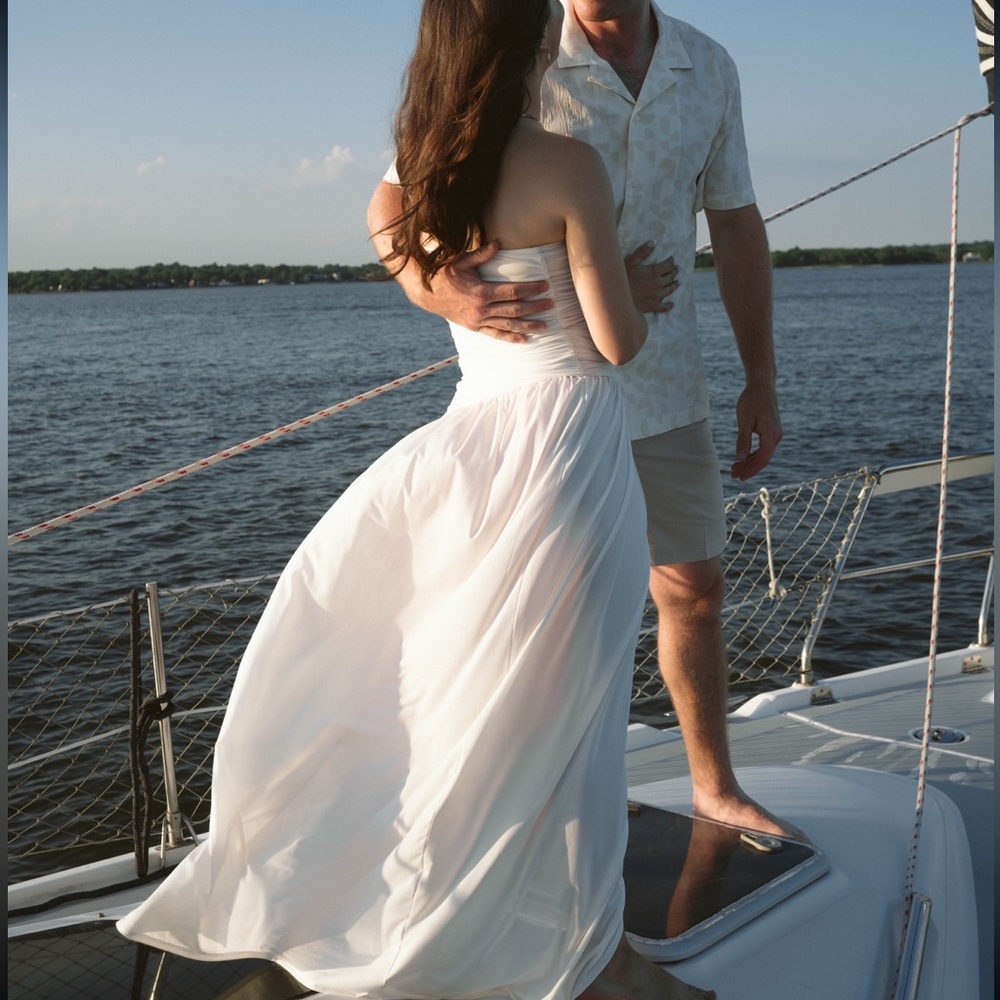Meshki white maxi dress with slit